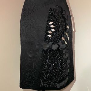 ETCETERA BEADED BLACK SILK SKIRT